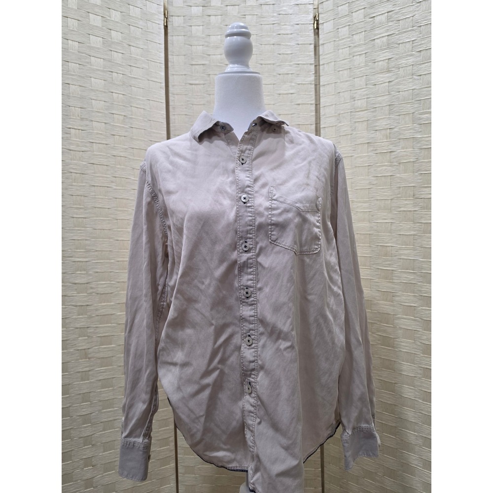 Tommy Bahama Jeans Mens Beige Tencel Cotton Button Front Shirt Island Modern Fit